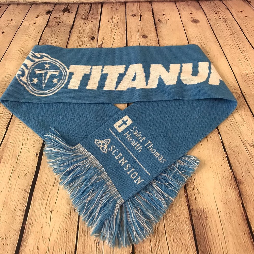 Tennessee Titans Titan Up NFL Football Fringe Scarf Blue OS - Picture 4 of 6